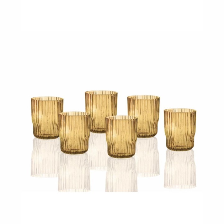 Brandani Set di 6 bicchieri Plissé ambra