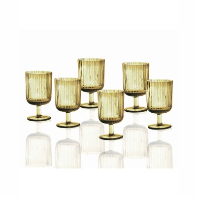 CALICE PLISSE AMBRA SET 6 PZ VETRO