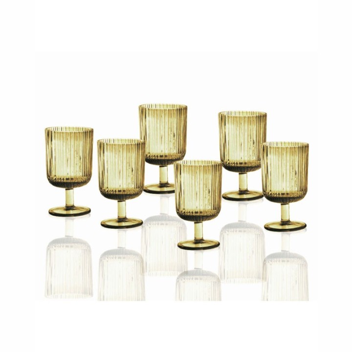 Brandani Set di 6 calici Plissé ambra
