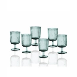 Brandani Set di 6 calici da vino Plissé turchese