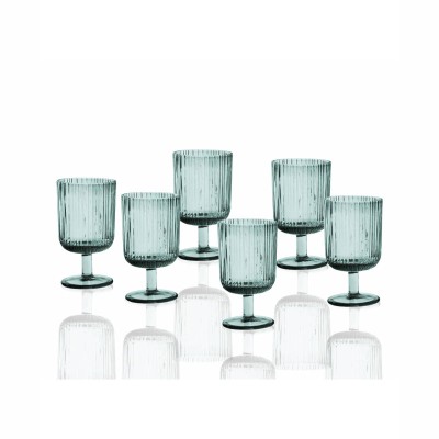 Set 6 Calici Vino Plissè Brandani in Vetro Turchese