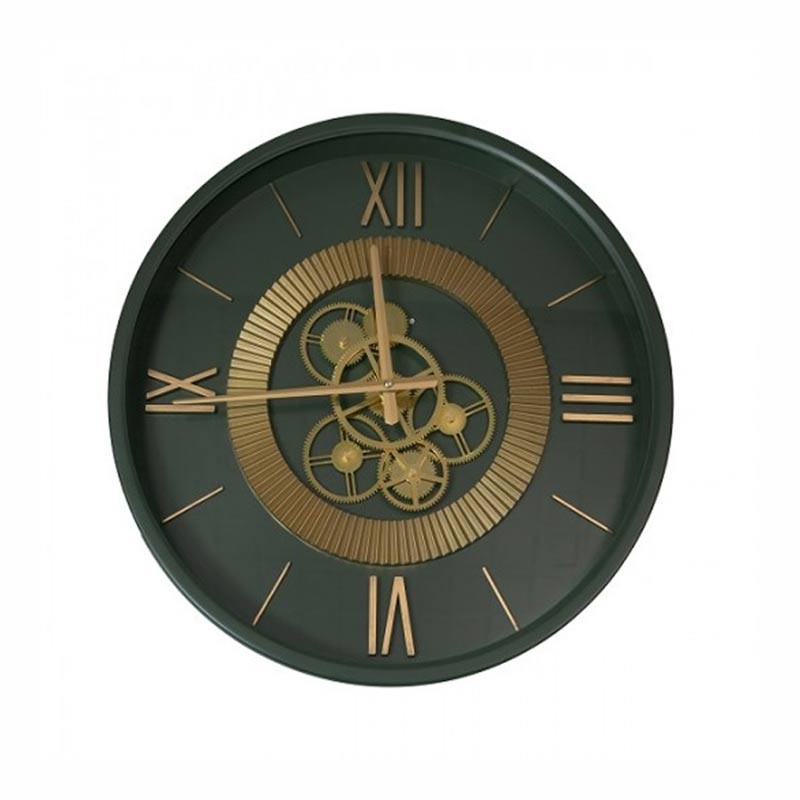 Orologio da Parete con Ingranaggi a Vista Verde Metal Brandani