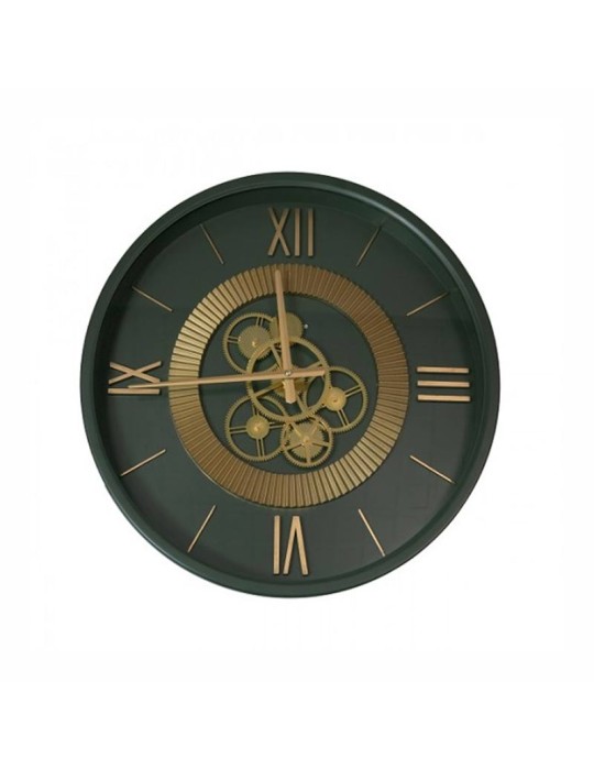 Orologio da Parete con Ingranaggi a Vista Verde Metal Brandani