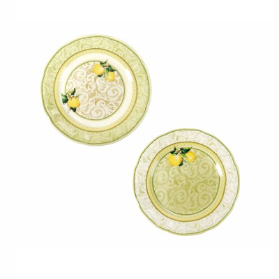 Set 2 Piattini Limoni Brandani in Pregiata Porcellana New...