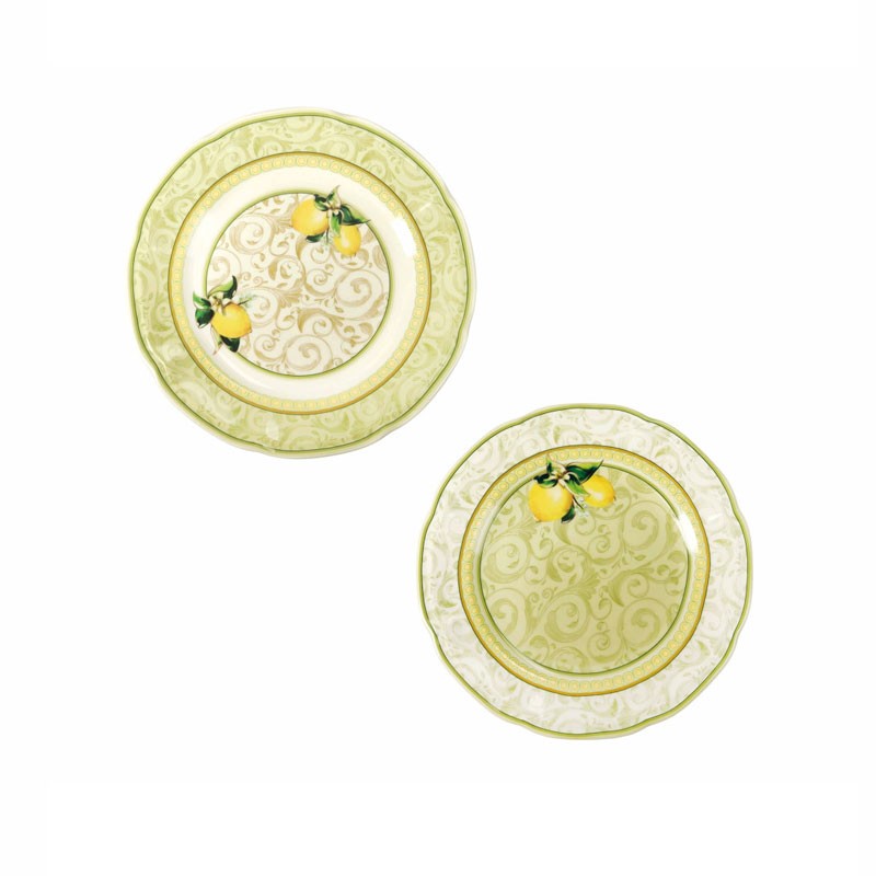 Set 2 Piattini Limoni Brandani in Pregiata Porcellana New Bone China