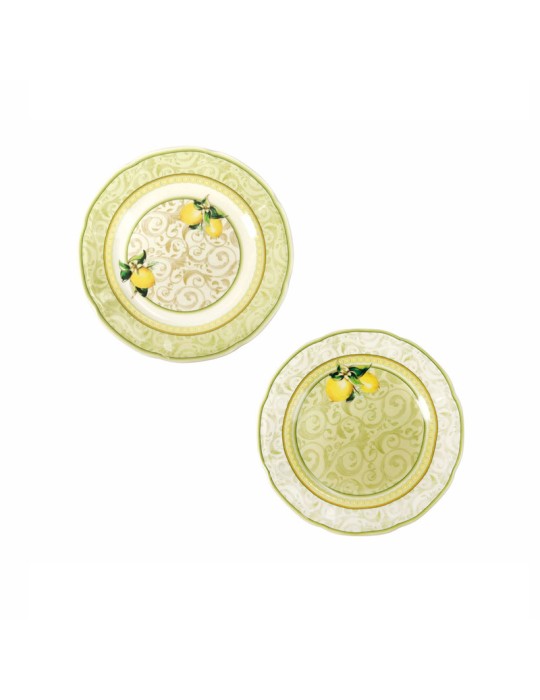 Set 2 Piattini Limoni Brandani in Pregiata Porcellana New Bone China