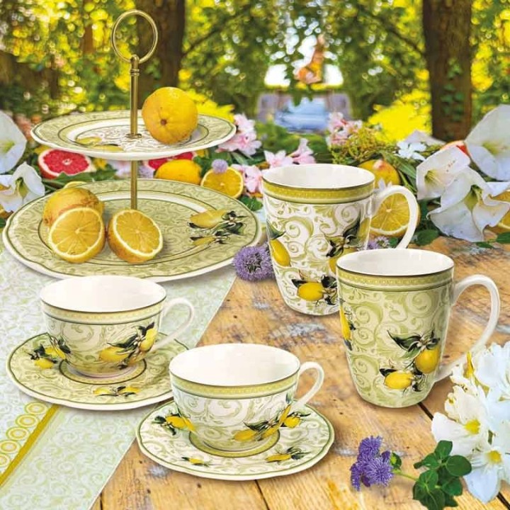 Brandani 2 tazze da tè Limoni new bone china