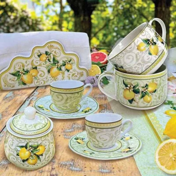 Brandani 2 tazzine da caffè Limoni new bone china