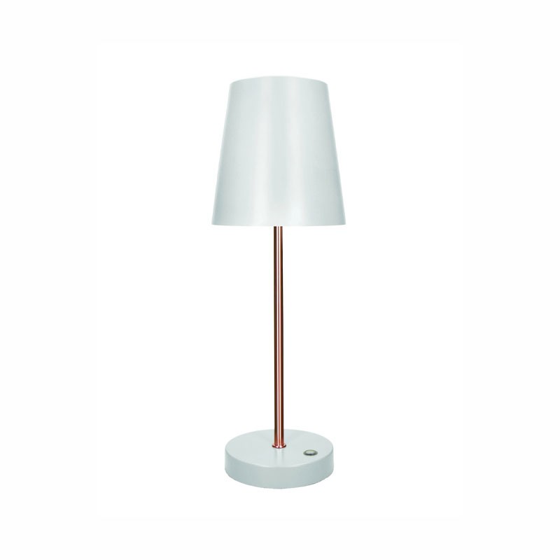 Lampada da Tavolo LED Touch Altair Brandani – Bianco Opaco e Dettagli Rose Gold Metal