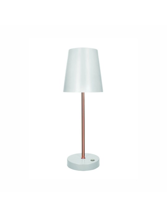 Lampada da Tavolo LED Touch Altair Brandani – Bianco Opaco e Dettagli Rose Gold Metal