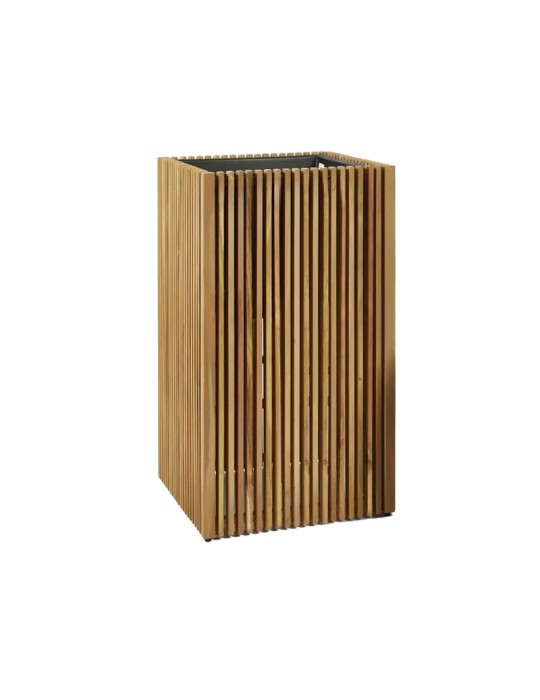 Vaso Listelli Quadrato Grande EDG – Vaso a Doghe in Acacia Marrone