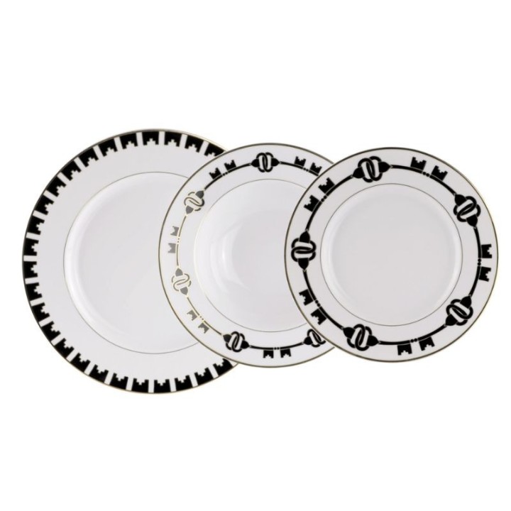 Weissestal Servizio Neoclassico bianco e nero 40 pezzi