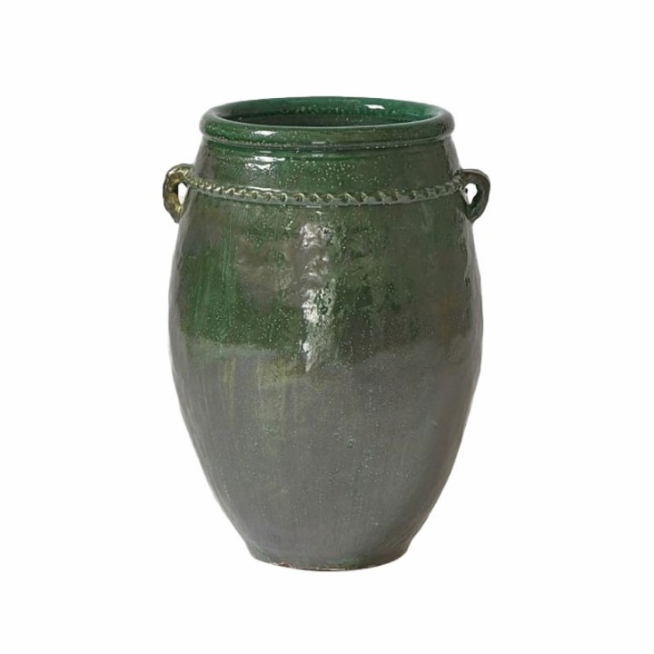 EDG Enzo De Gasperi Vaso Fenice anfora a righe verde 69 cm