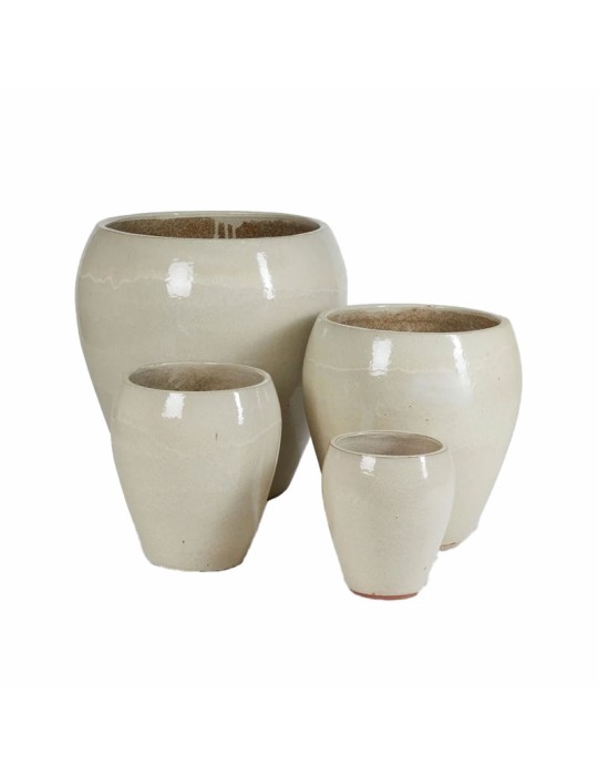 Vaso in Ceramica Smaltata Glaze Bombato Piccolo H32 Avorio - EDG Enzo De Gasperi