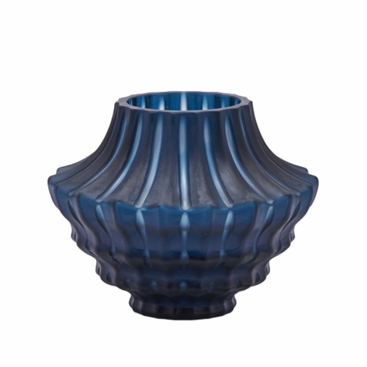 EDG Enzo De Gasperi Vaso Isen vetro blu scuro 21 × 27 cm