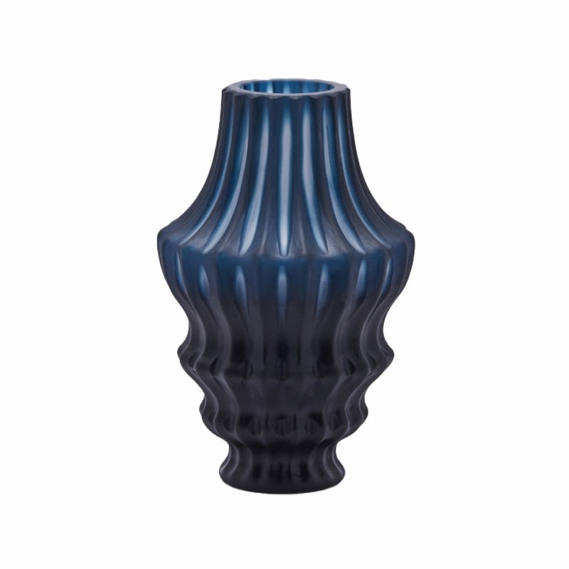 Vaso Isen in Vetro Blu Scuro H.31 cm Ø 20 cm - EDG Enzo De Gasperi