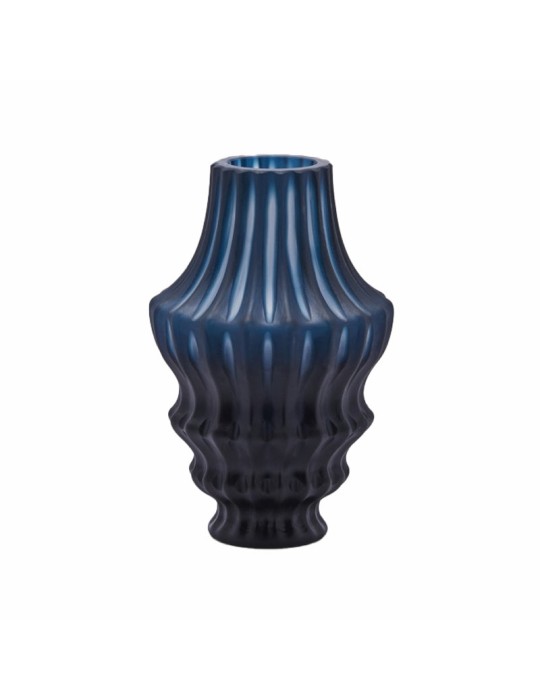 Vaso Isen in Vetro Blu Scuro H.31 cm Ø 20 cm - EDG Enzo De Gasperi