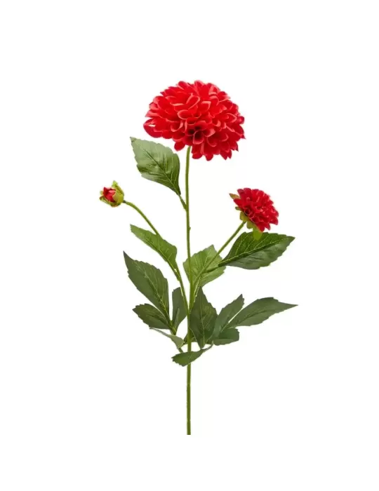 Stelo Floreale Artificiale Dahlia x2 con Bocciolo H70 Rosso - EDG Enzo De Gasperi