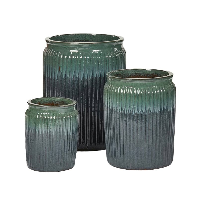 Vaso Glaze Rotondo Grande H70 EDG – Vaso Decorativo in Ceramica Mix Blu