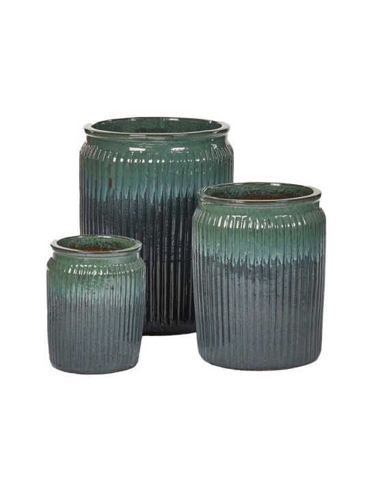 Vaso in Ceramica Smaltata Glaze Rotondo Piccolo H40 Mix di Blu - EDG Enzo De Gasperi