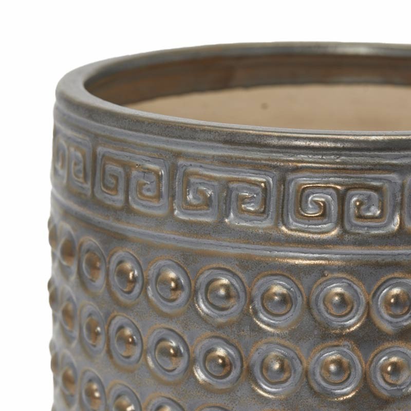 Vaso Cachepot in Ceramica Qing Bronzo H17 D16...