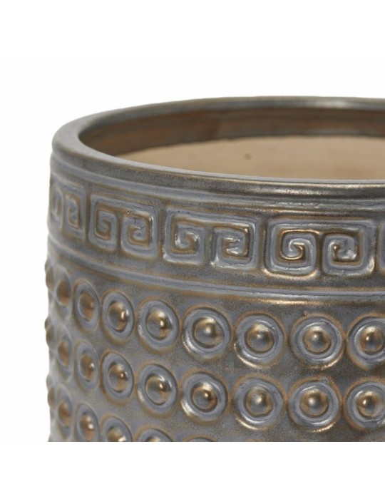 Vaso Cachepot in Ceramica Qing Bronzo H17 D16...
