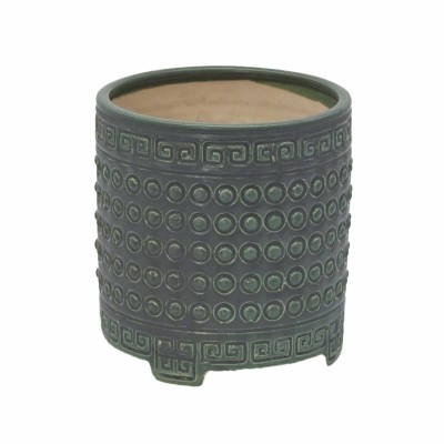 Vaso Cachepot Qing in Ceramica Verde Scuro Opaco H17 cm |...