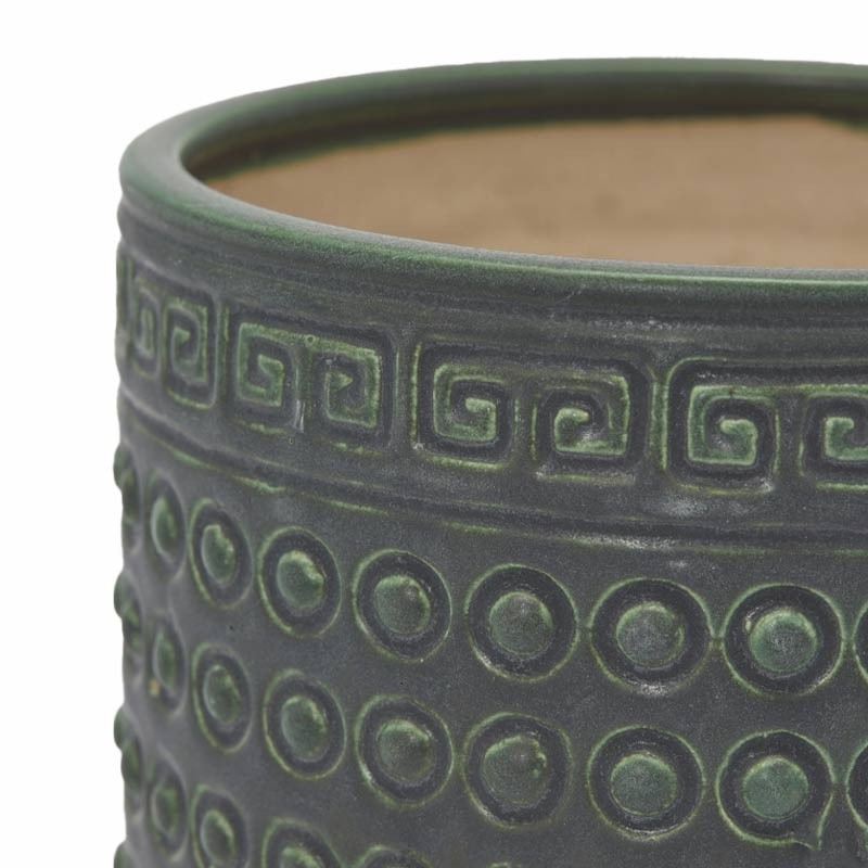 Vaso Cachepot Qing in Ceramica Verde Scuro...