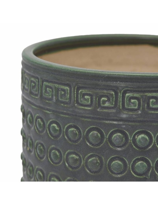 Vaso Cachepot Qing in Ceramica Verde Scuro...