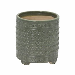 EDG Cachepot Qing ceramica verde lucida 17 cm