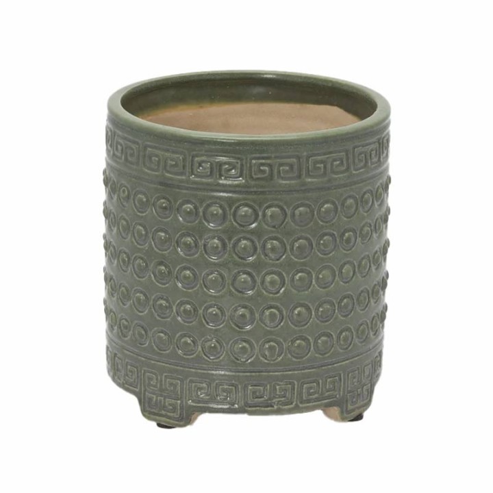 EDG Cachepot Qing ceramica verde lucida 17 cm