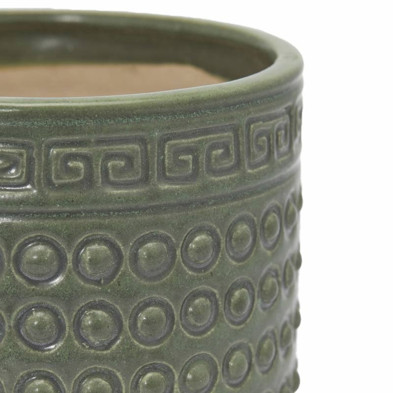 Vaso Cachepot Qing in Ceramica Verde Lucida H17...