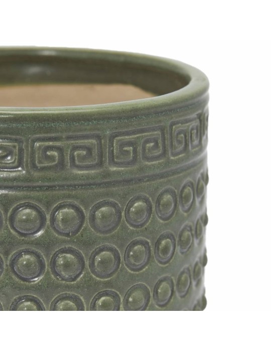 Vaso Cachepot Qing in Ceramica Verde Lucida H17...