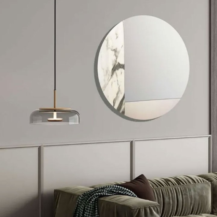 Abitarte Specchio rotondo Thomas effetto marmo Ø 80 cm