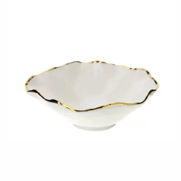 Hervit Creations Ciotola bianca e oro 14,5 × 12,5 cm