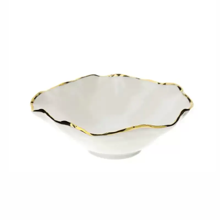 Hervit Creations Ciotola bianca e oro 14,5 × 12,5 cm