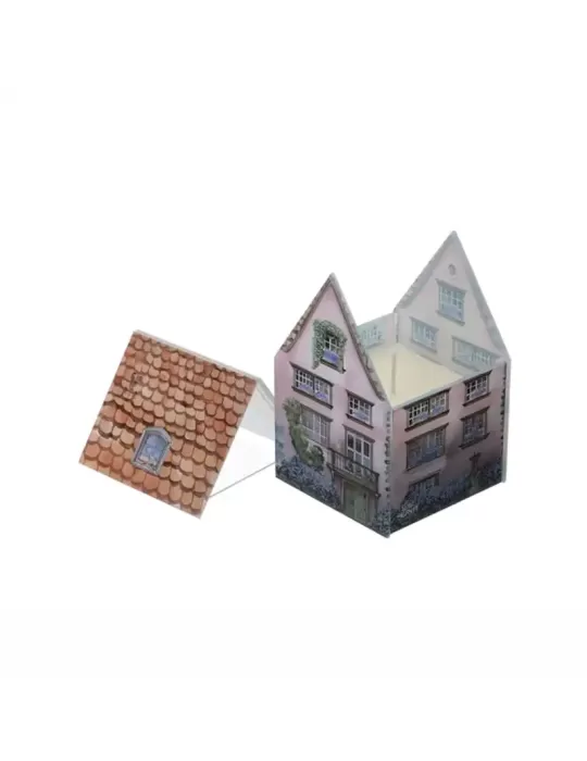 CONT.CANDELA VETRO COTTAGE ROSA 9X9X13CM