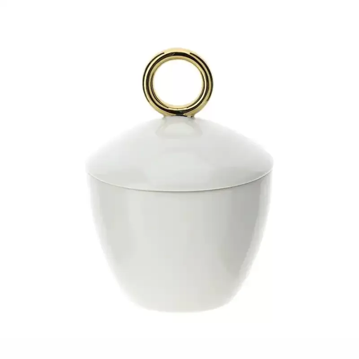Hervit Contenitore bianco e oro con coperchio Ø 10 cm