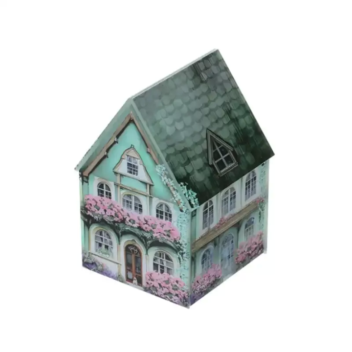 Hervit Creations Contenitore Cottage in vetro verde 9 × 9 cm