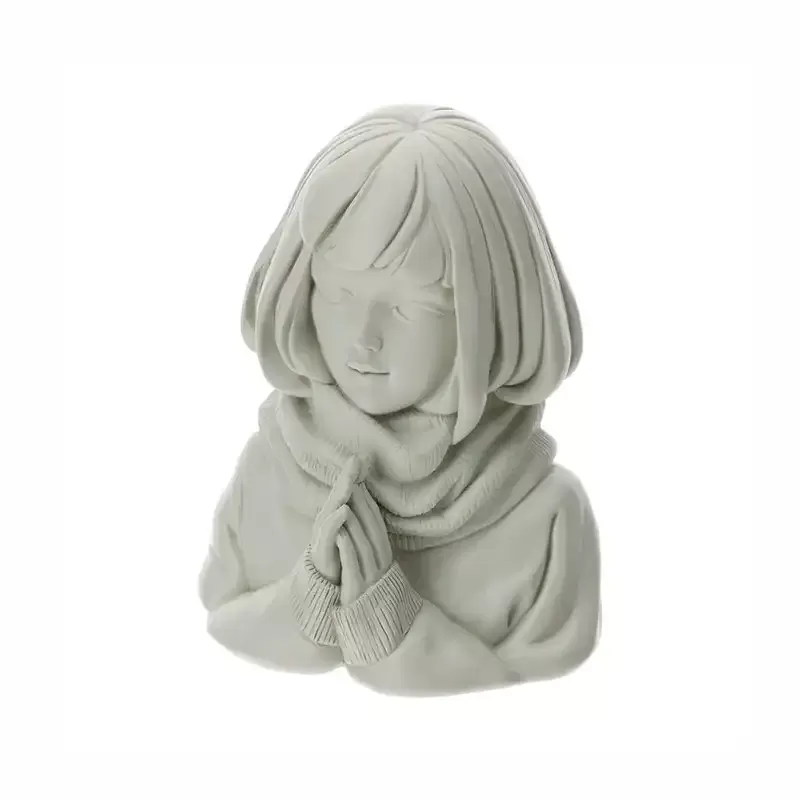 GIRL MEZZOBUSTO RESINA GRIGIO 14CM