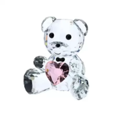 ORSETTO CRISTALLO 10CM C/CUORE ROSA