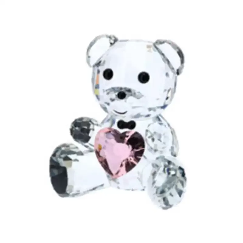 ORSETTO CRISTALLO 10CM C/CUORE ROSA