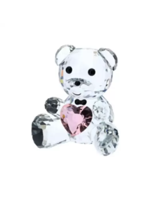 ORSETTO CRISTALLO 10CM C/CUORE ROSA