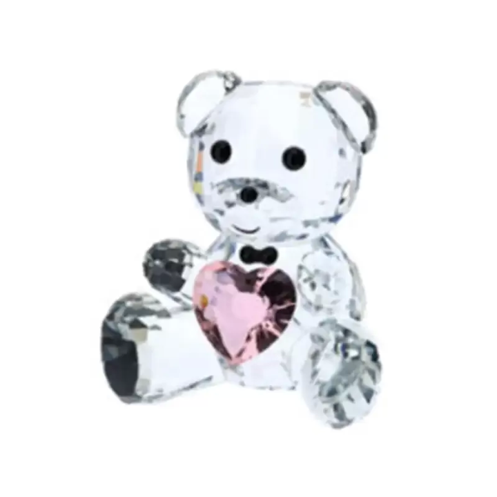 Hervit Creations Orsetto crystal glass cuore rosa 10 cm