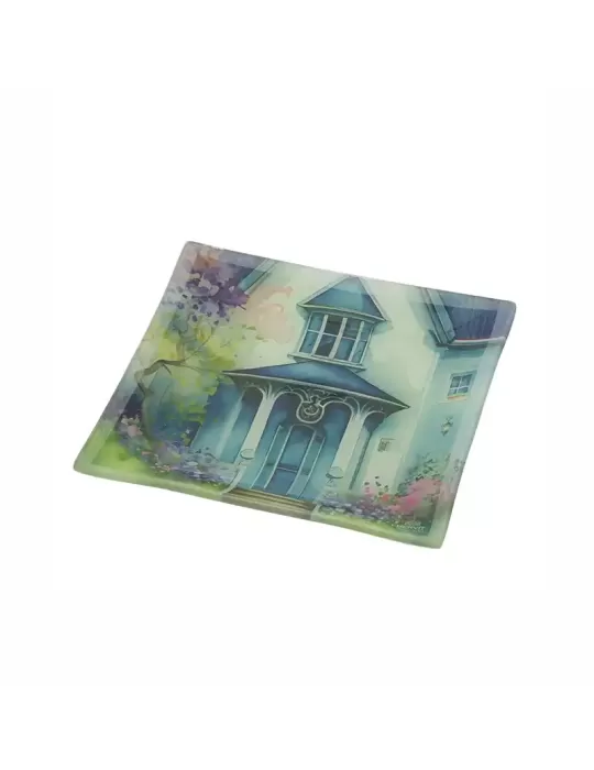 PIATTO VETRO COTTAGE BLU 20X20CM