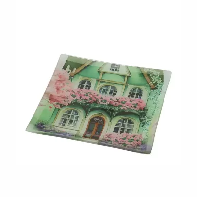 PIATTO VETRO COTTAGE VERDE 20X20CM