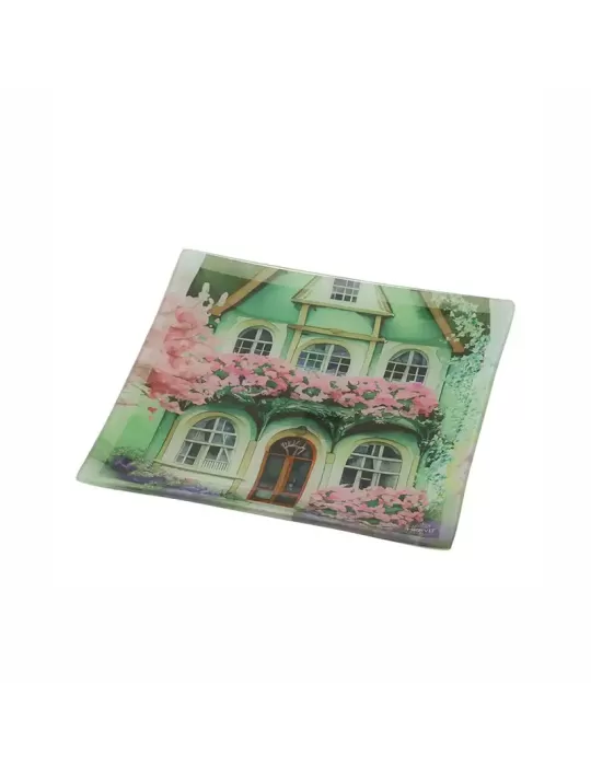 PIATTO VETRO COTTAGE VERDE 20X20CM