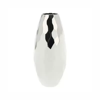 VASO GRES ESAGONI BIANCO/ARG.DIA.20X44CM