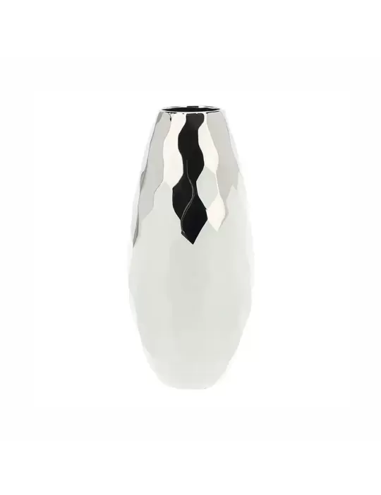 VASO GRES ESAGONI BIANCO/ARG.DIA.20X44CM