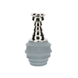 Hervit Creations Vaso Atlas gres grigio e blu alto 23 cm
